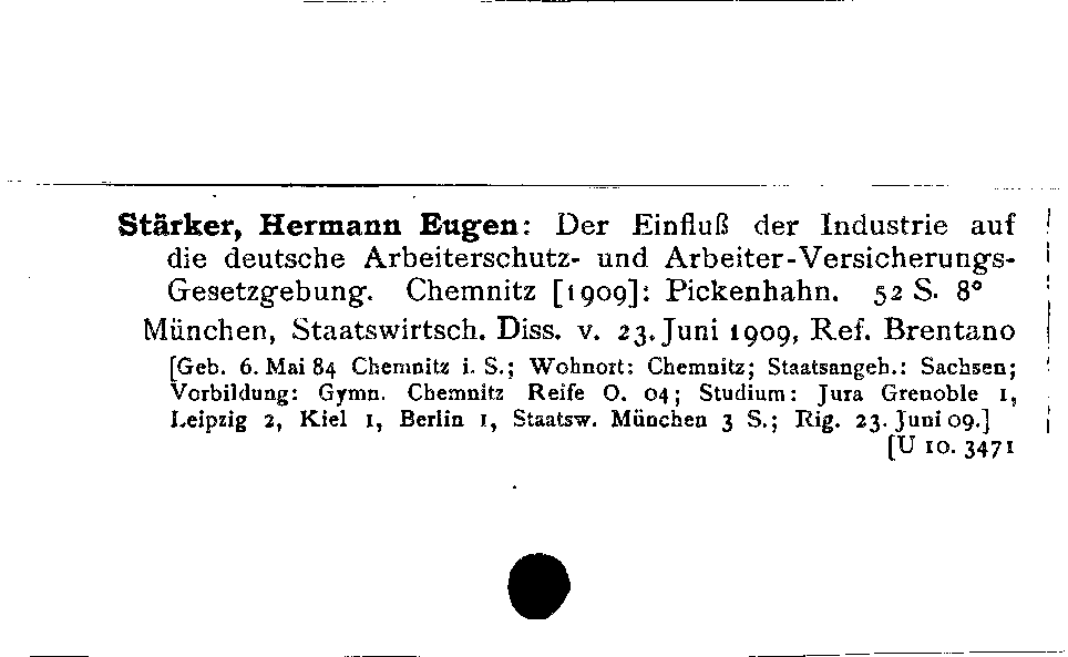 [Katalogkarte Dissertationenkatalog bis 1980]