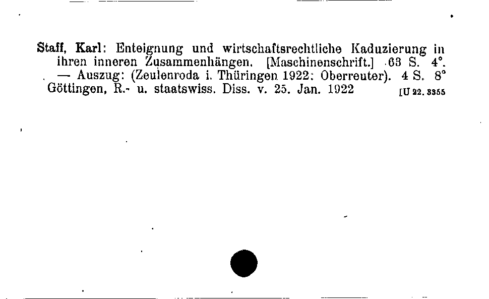 [Katalogkarte Dissertationenkatalog bis 1980]