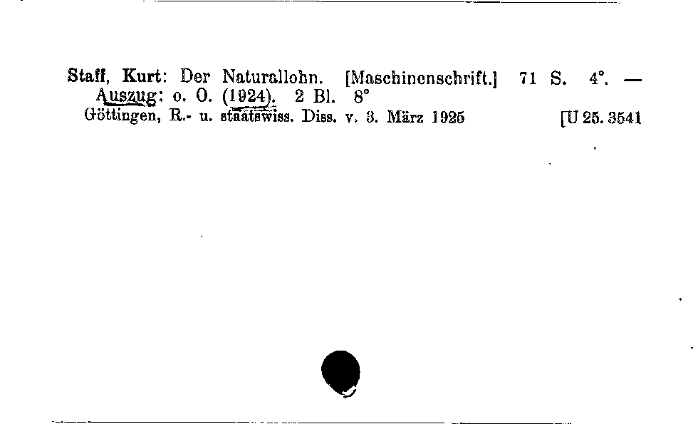 [Katalogkarte Dissertationenkatalog bis 1980]