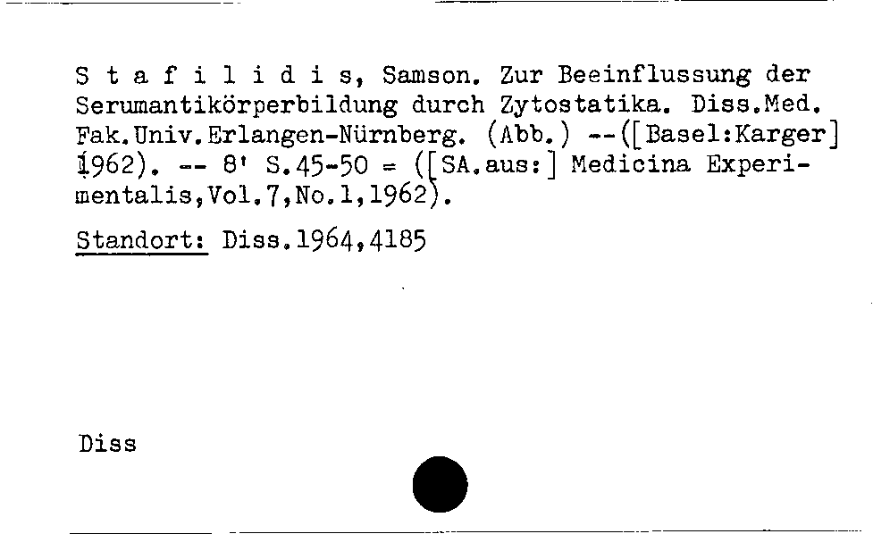 [Katalogkarte Dissertationenkatalog bis 1980]