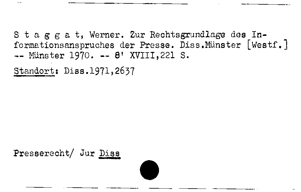 [Katalogkarte Dissertationenkatalog bis 1980]