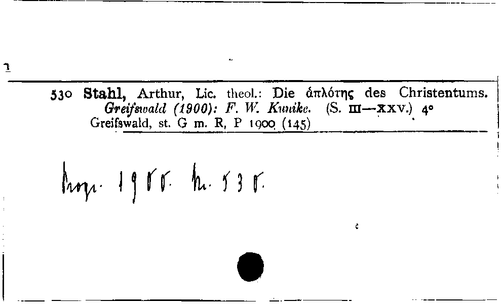 [Katalogkarte Dissertationenkatalog bis 1980]