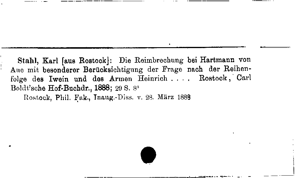 [Katalogkarte Dissertationenkatalog bis 1980]