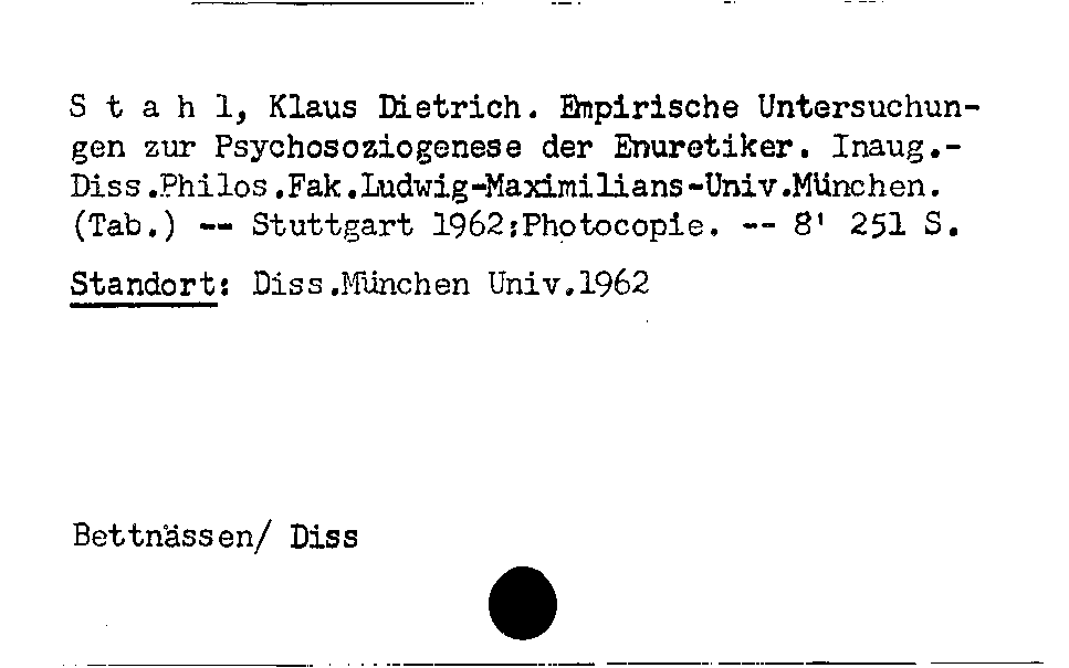 [Katalogkarte Dissertationenkatalog bis 1980]