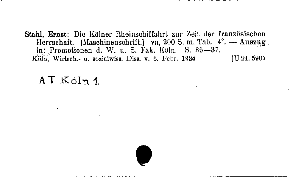 [Katalogkarte Dissertationenkatalog bis 1980]