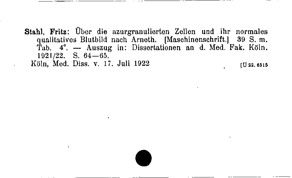 [Katalogkarte Dissertationenkatalog bis 1980]