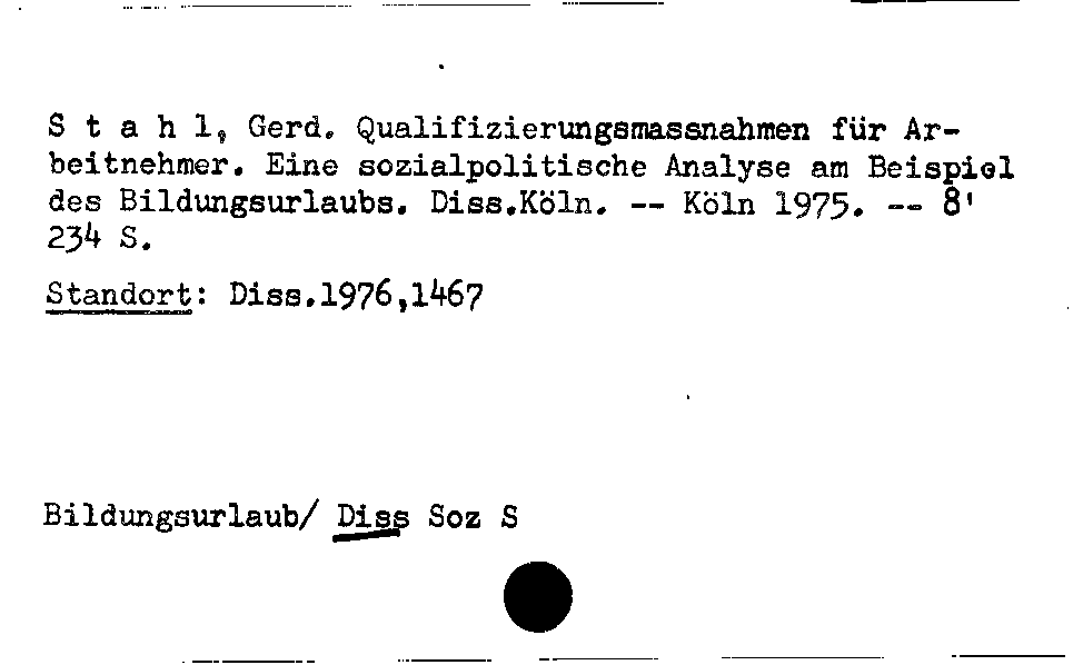 [Katalogkarte Dissertationenkatalog bis 1980]