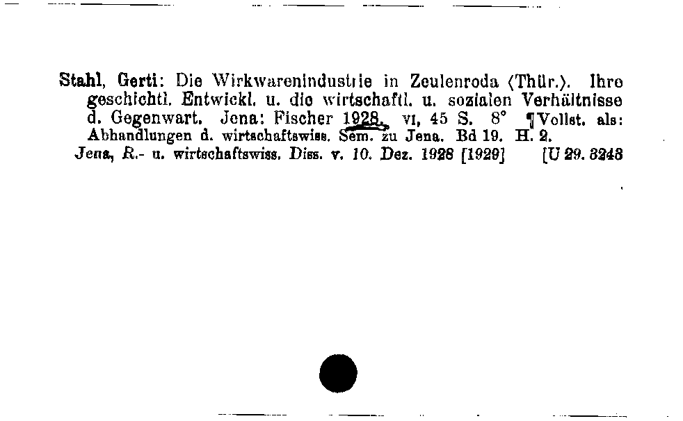 [Katalogkarte Dissertationenkatalog bis 1980]