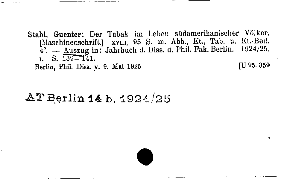 [Katalogkarte Dissertationenkatalog bis 1980]