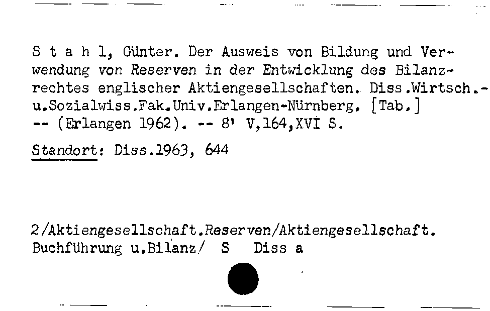 [Katalogkarte Dissertationenkatalog bis 1980]