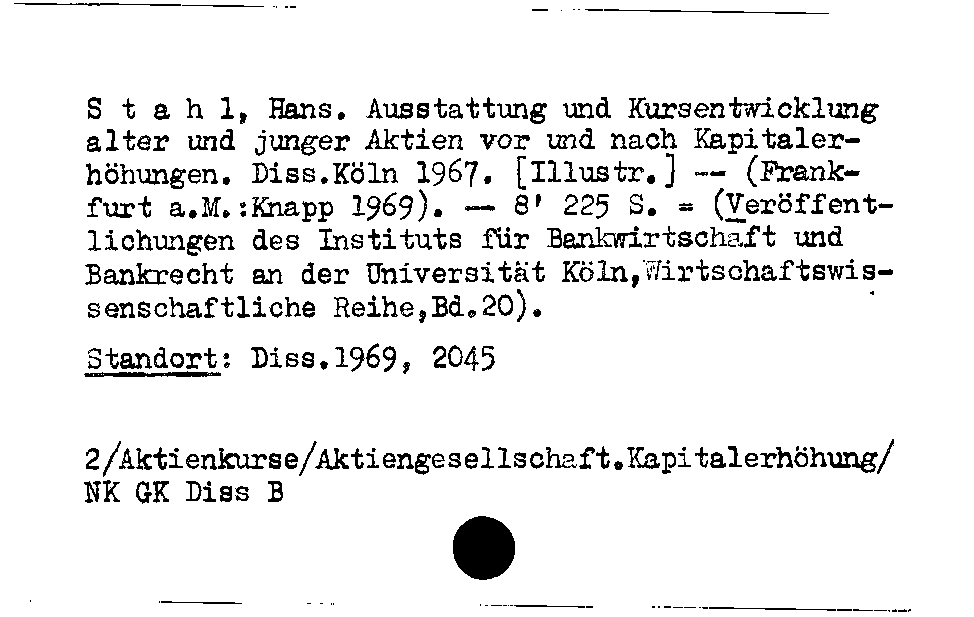 [Katalogkarte Dissertationenkatalog bis 1980]