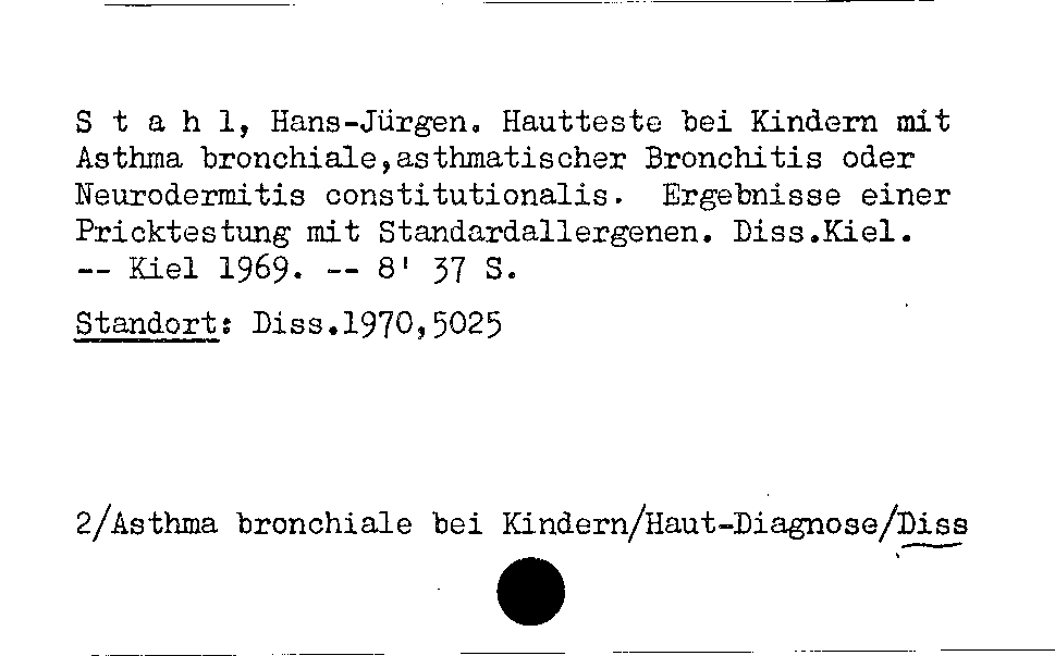 [Katalogkarte Dissertationenkatalog bis 1980]