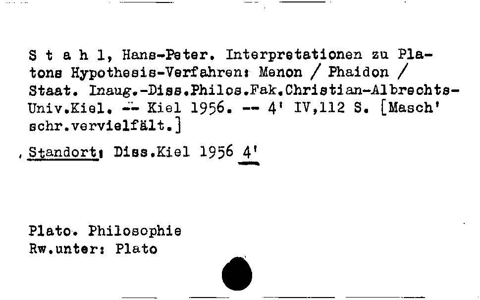 [Katalogkarte Dissertationenkatalog bis 1980]