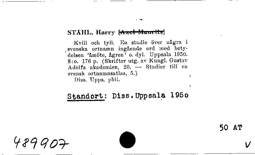 [Katalogkarte Dissertationenkatalog bis 1980]