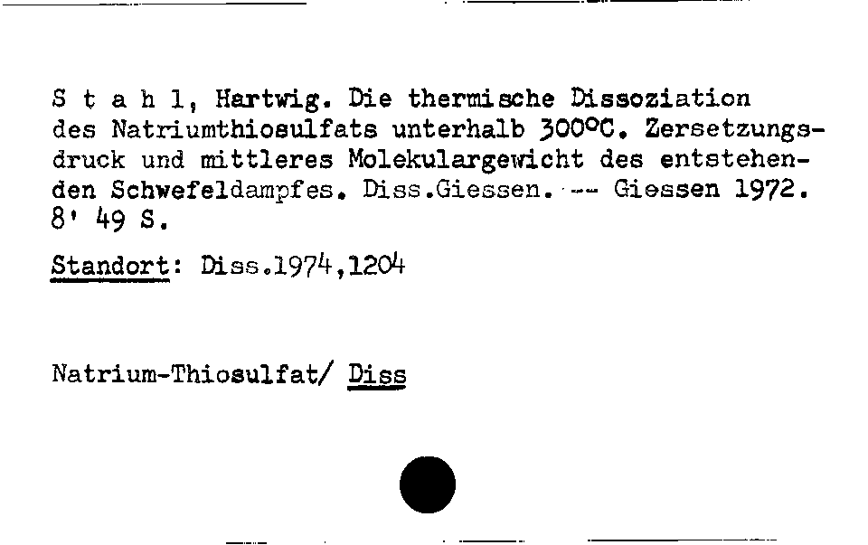 [Katalogkarte Dissertationenkatalog bis 1980]