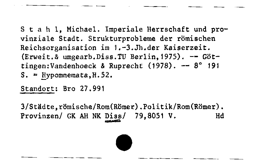 [Katalogkarte Dissertationenkatalog bis 1980]