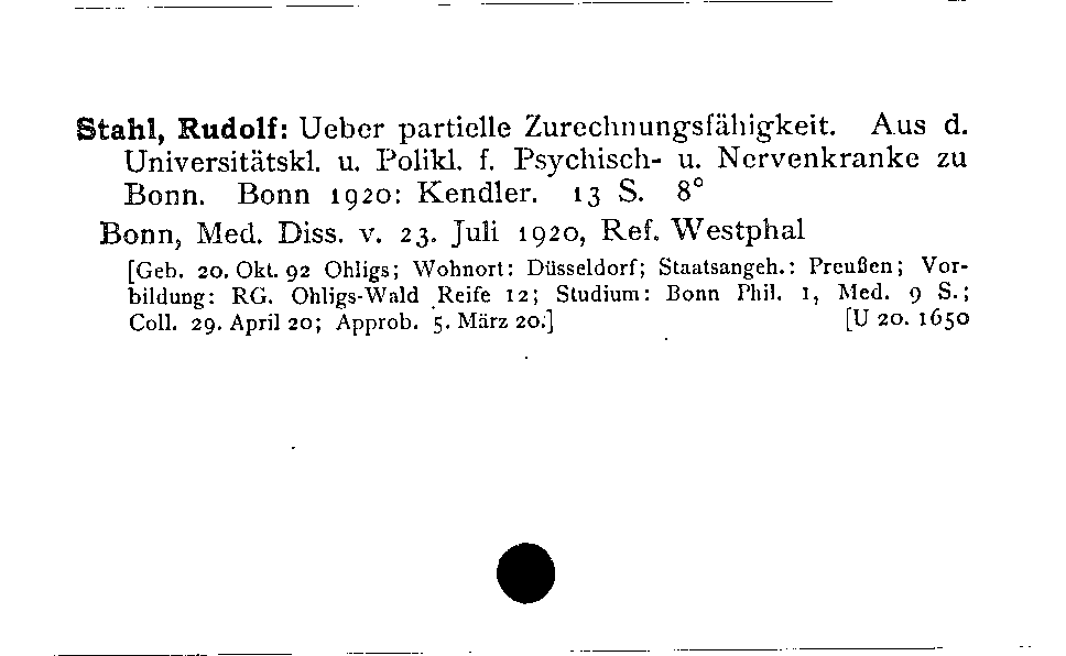 [Katalogkarte Dissertationenkatalog bis 1980]