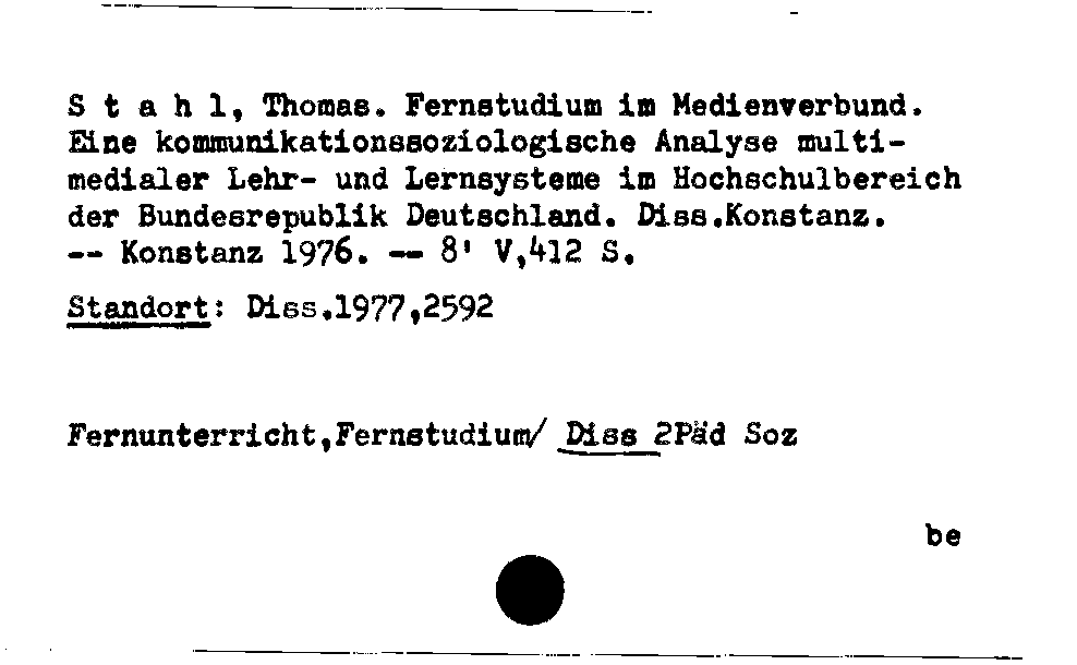 [Katalogkarte Dissertationenkatalog bis 1980]