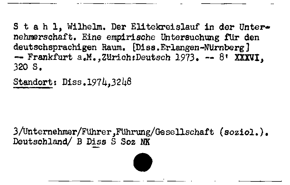 [Katalogkarte Dissertationenkatalog bis 1980]