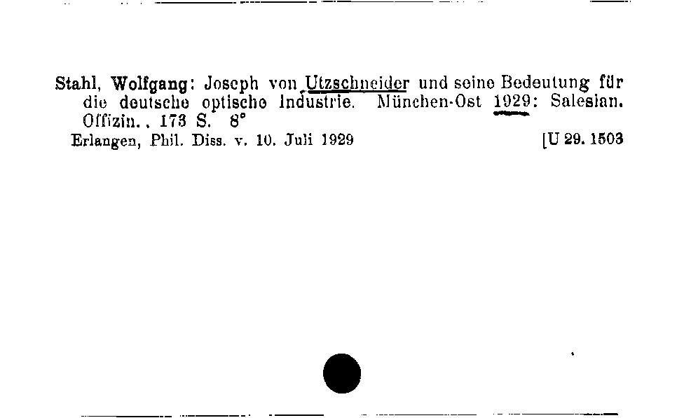 [Katalogkarte Dissertationenkatalog bis 1980]