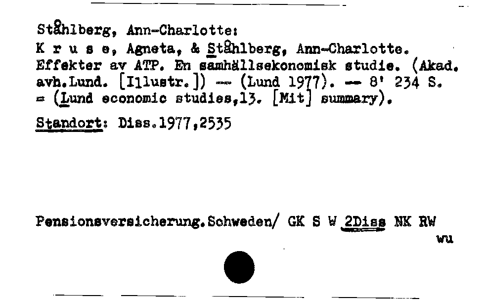 [Katalogkarte Dissertationenkatalog bis 1980]