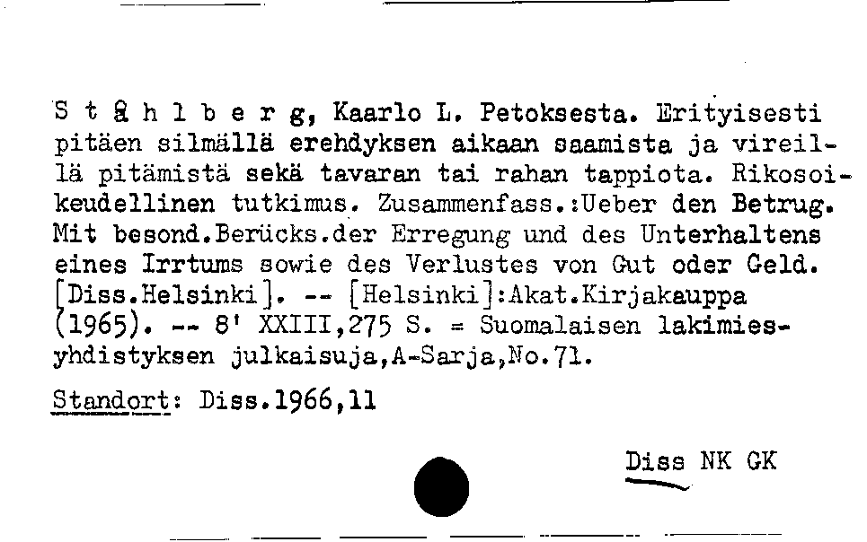 [Katalogkarte Dissertationenkatalog bis 1980]