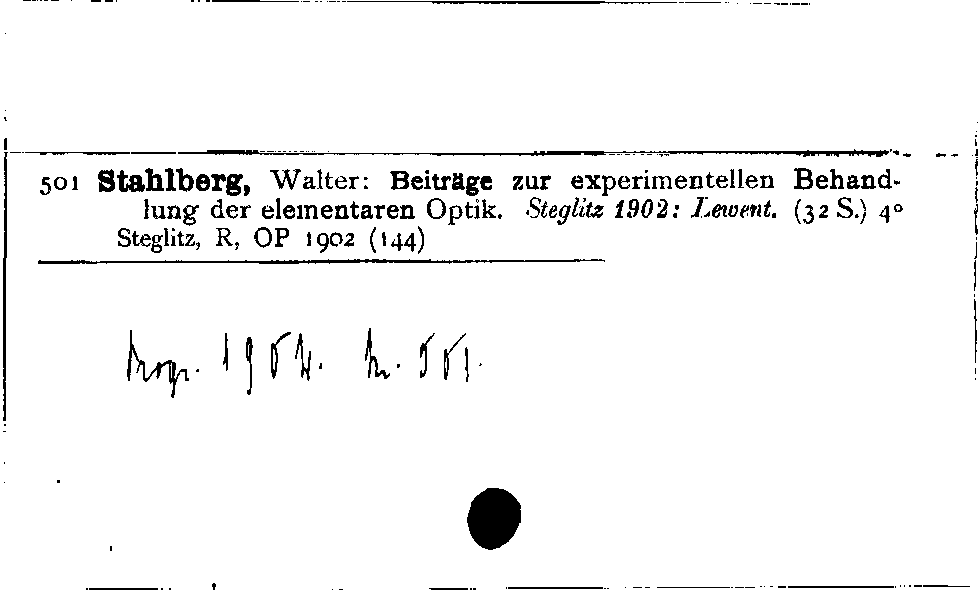 [Katalogkarte Dissertationenkatalog bis 1980]