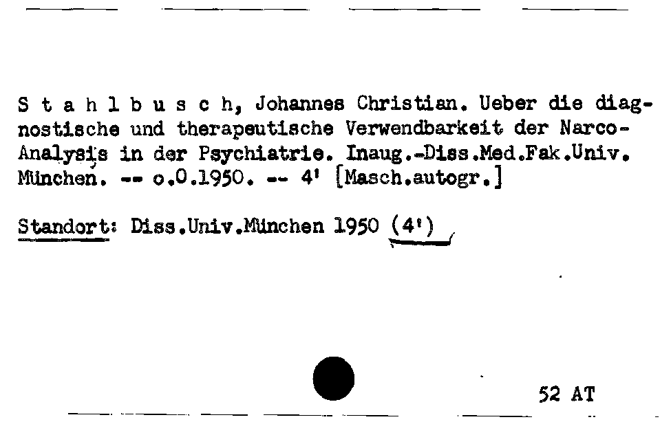 [Katalogkarte Dissertationenkatalog bis 1980]