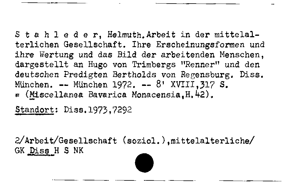 [Katalogkarte Dissertationenkatalog bis 1980]