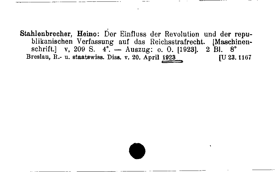 [Katalogkarte Dissertationenkatalog bis 1980]