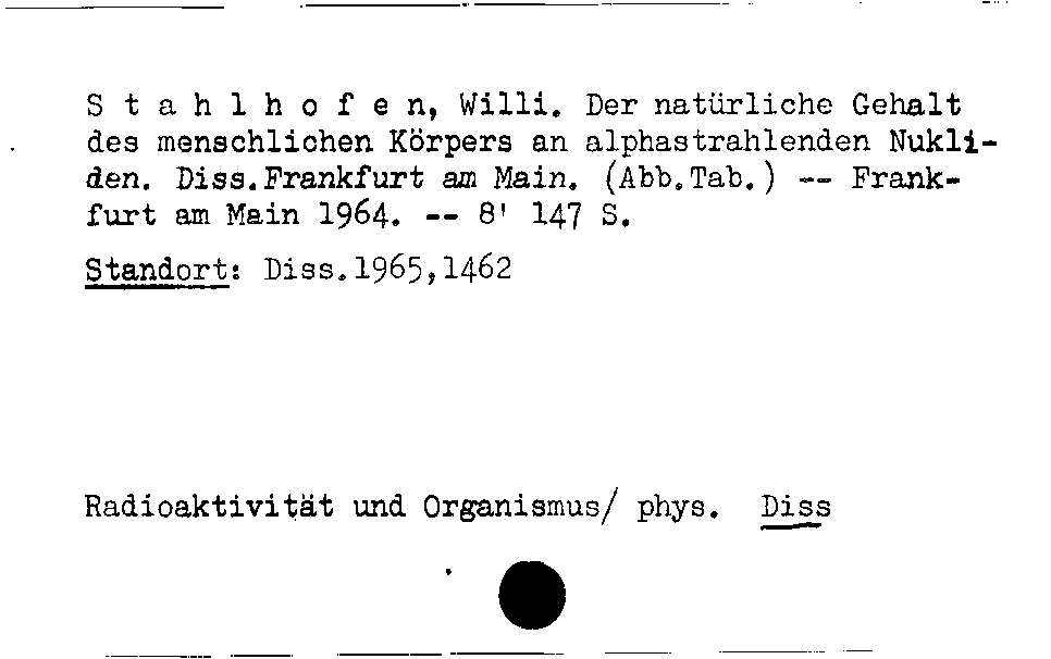 [Katalogkarte Dissertationenkatalog bis 1980]