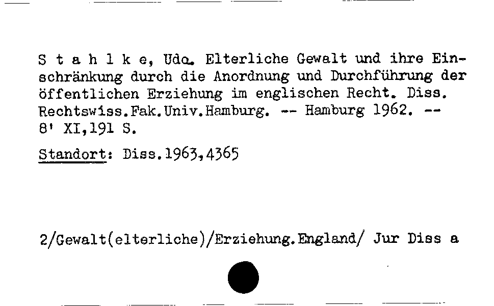 [Katalogkarte Dissertationenkatalog bis 1980]