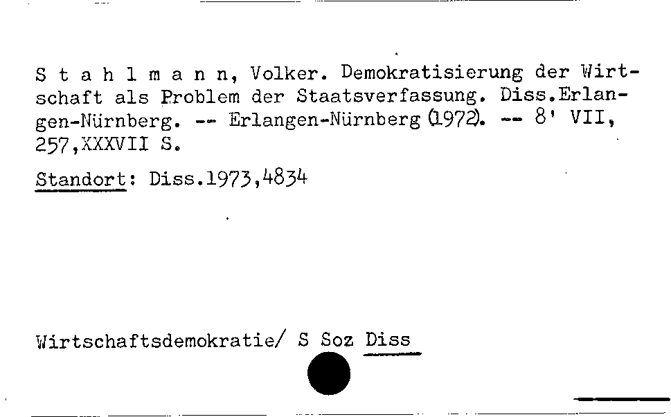 [Katalogkarte Dissertationenkatalog bis 1980]