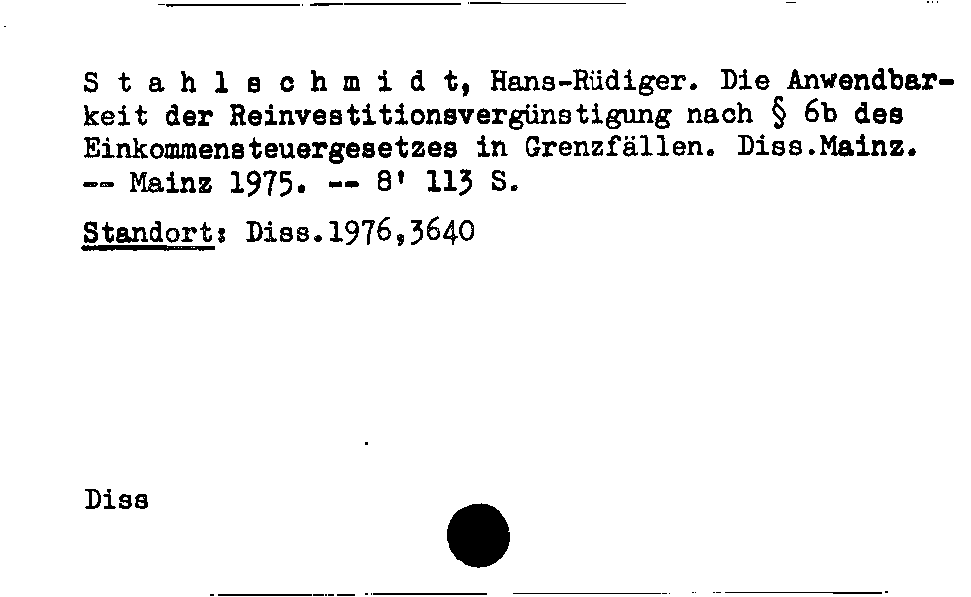 [Katalogkarte Dissertationenkatalog bis 1980]