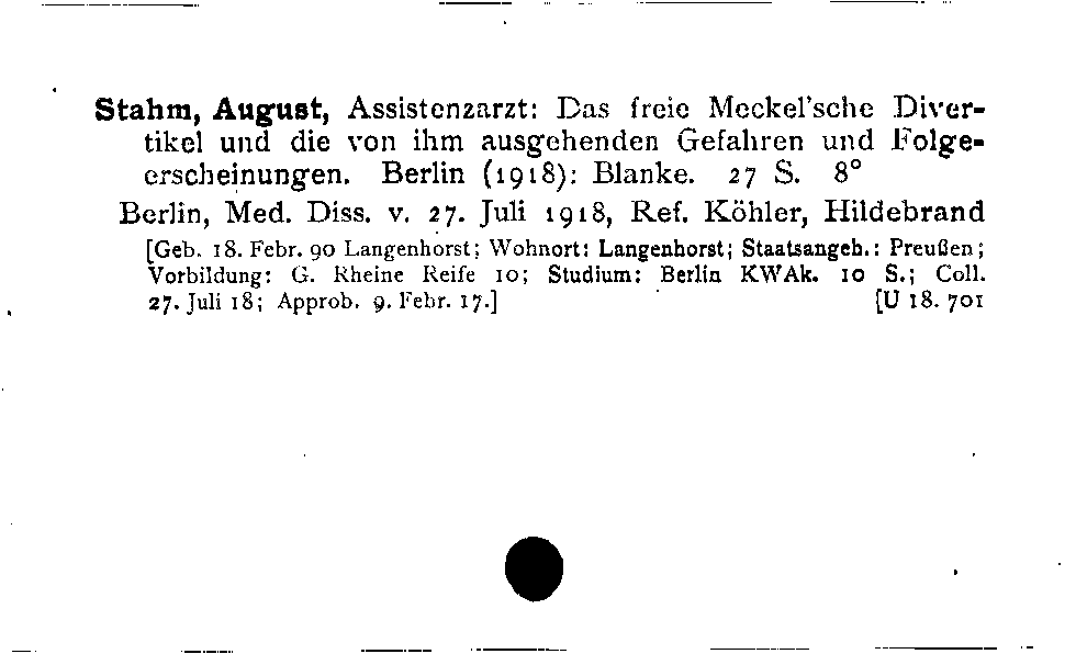 [Katalogkarte Dissertationenkatalog bis 1980]