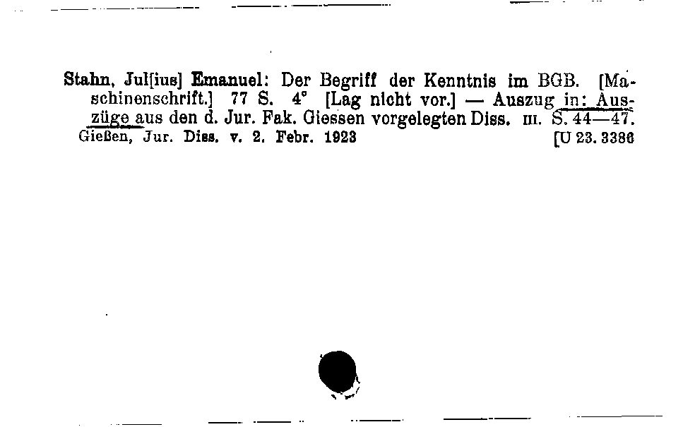 [Katalogkarte Dissertationenkatalog bis 1980]