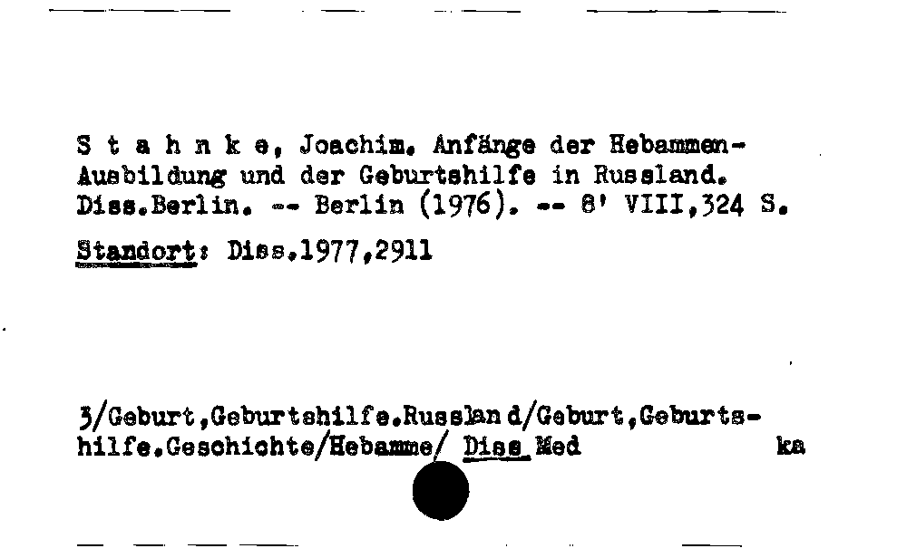 [Katalogkarte Dissertationenkatalog bis 1980]