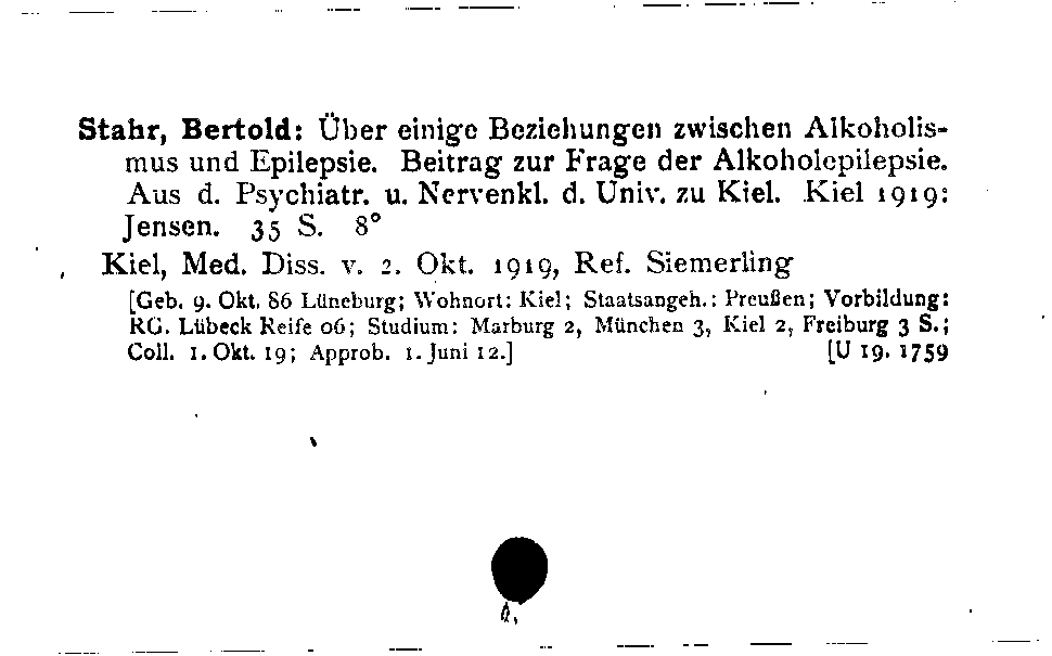 [Katalogkarte Dissertationenkatalog bis 1980]