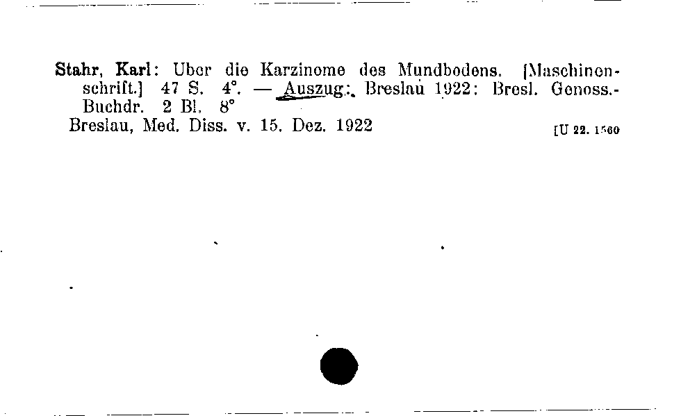 [Katalogkarte Dissertationenkatalog bis 1980]