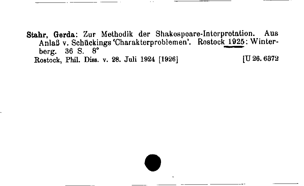 [Katalogkarte Dissertationenkatalog bis 1980]