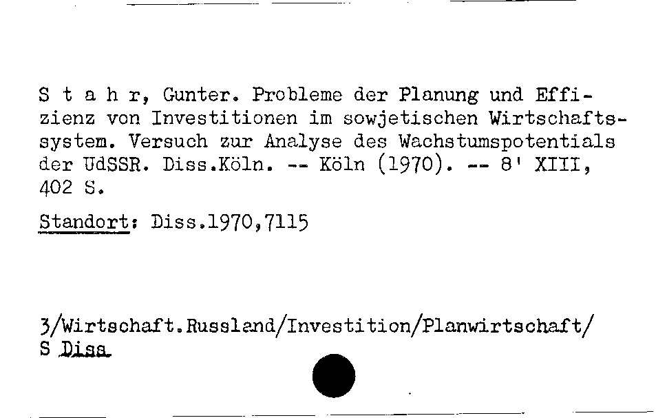 [Katalogkarte Dissertationenkatalog bis 1980]