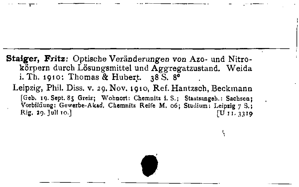 [Katalogkarte Dissertationenkatalog bis 1980]