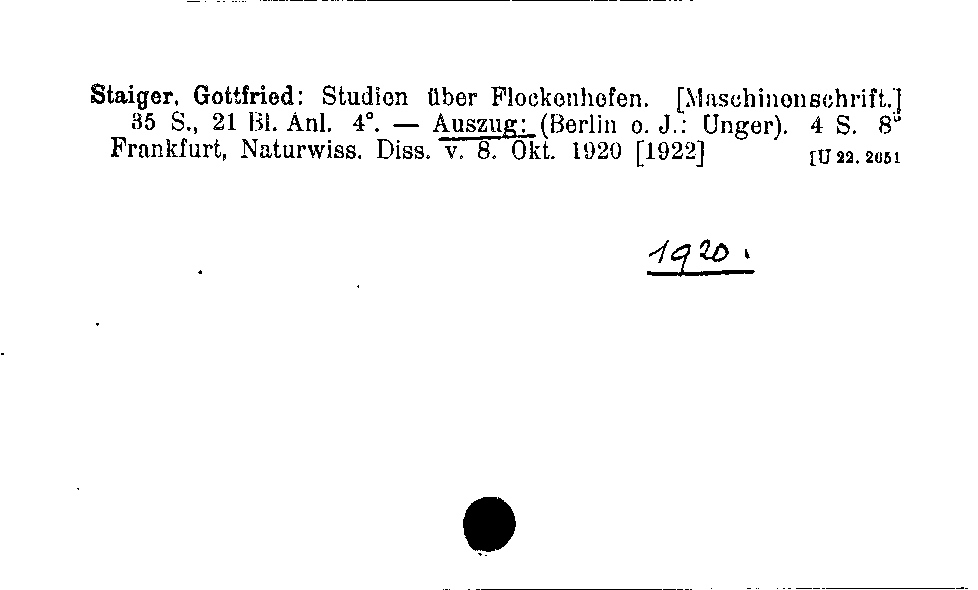 [Katalogkarte Dissertationenkatalog bis 1980]