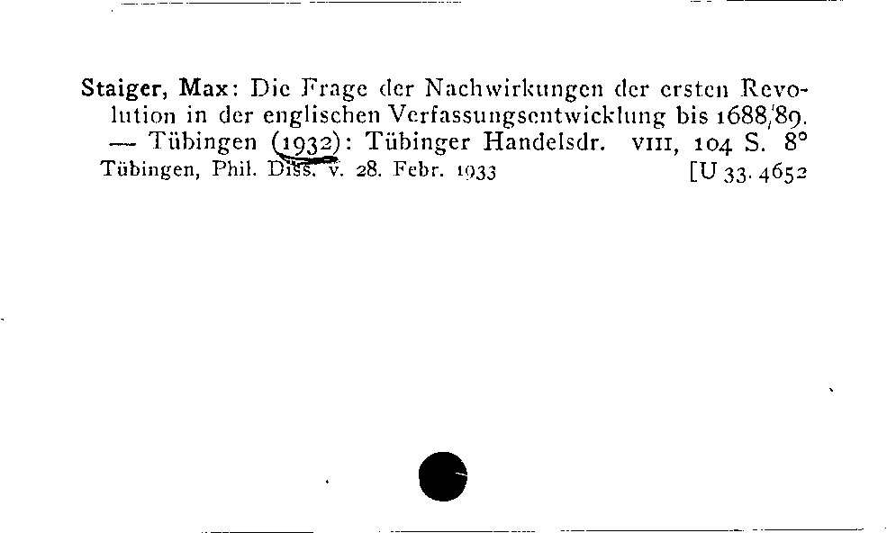 [Katalogkarte Dissertationenkatalog bis 1980]