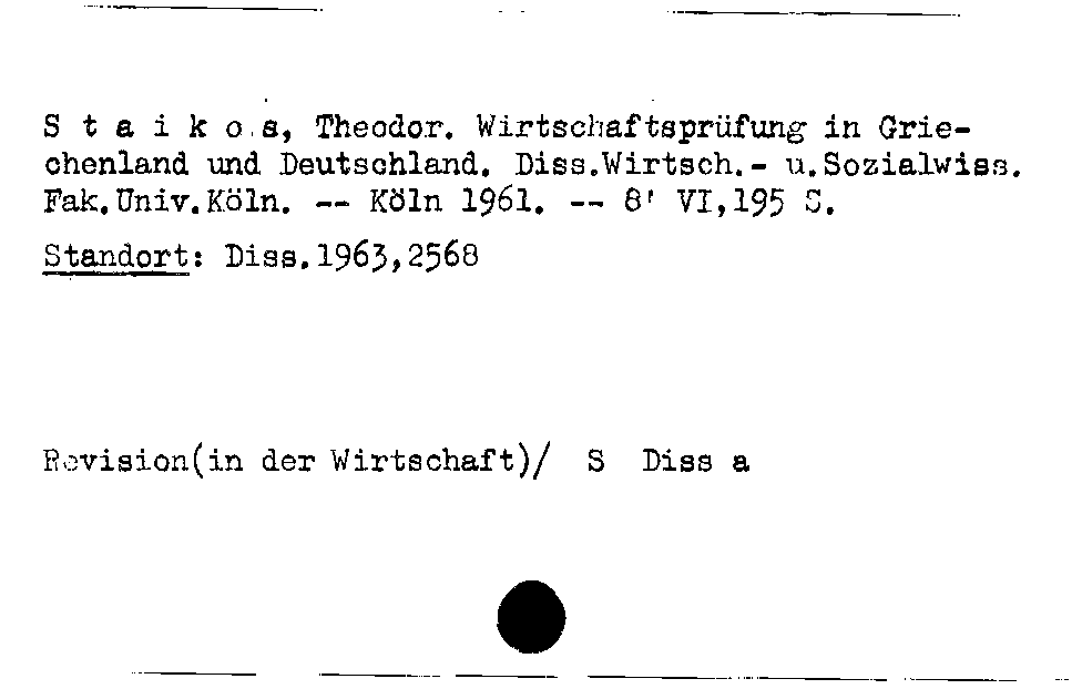 [Katalogkarte Dissertationenkatalog bis 1980]