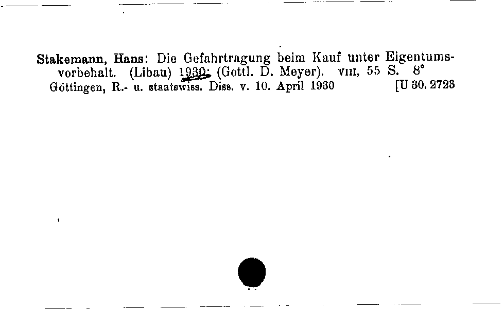 [Katalogkarte Dissertationenkatalog bis 1980]