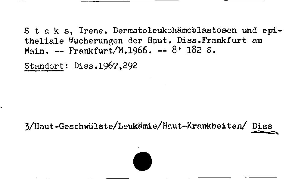 [Katalogkarte Dissertationenkatalog bis 1980]