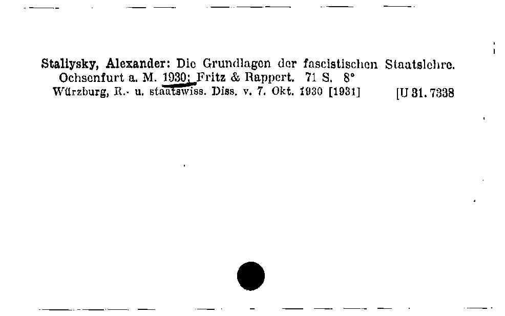 [Katalogkarte Dissertationenkatalog bis 1980]