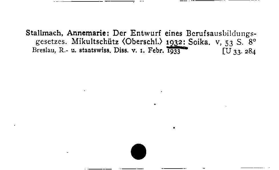 [Katalogkarte Dissertationenkatalog bis 1980]