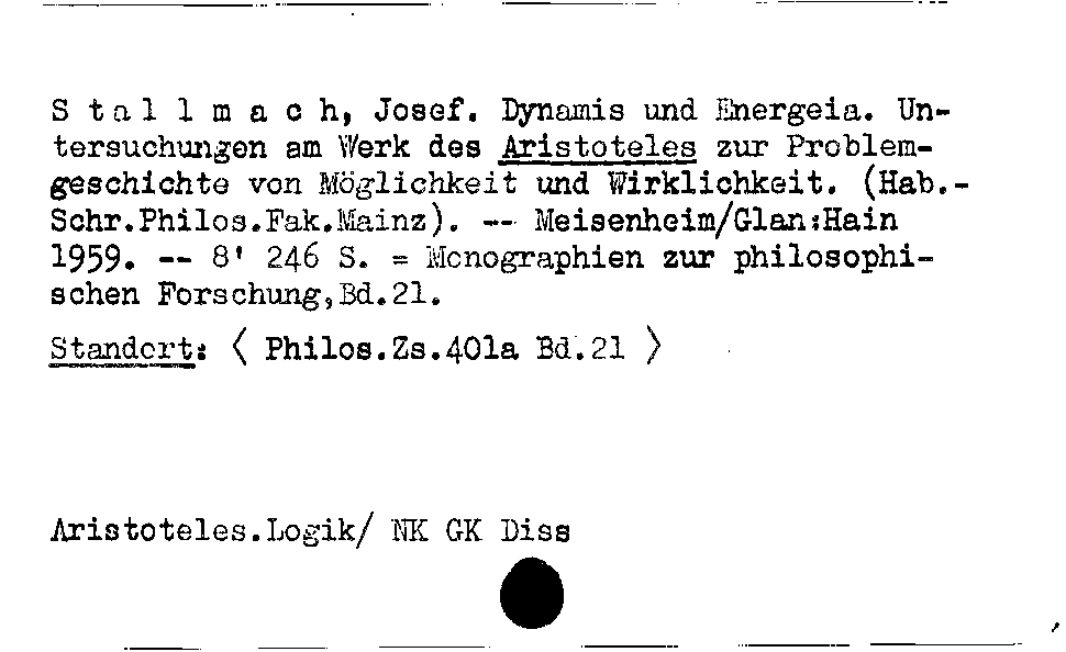 [Katalogkarte Dissertationenkatalog bis 1980]